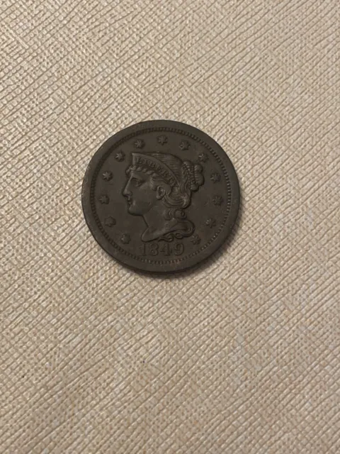 1849 Braided Hair One  Cent Beautiful High Grade Coin Rare Date