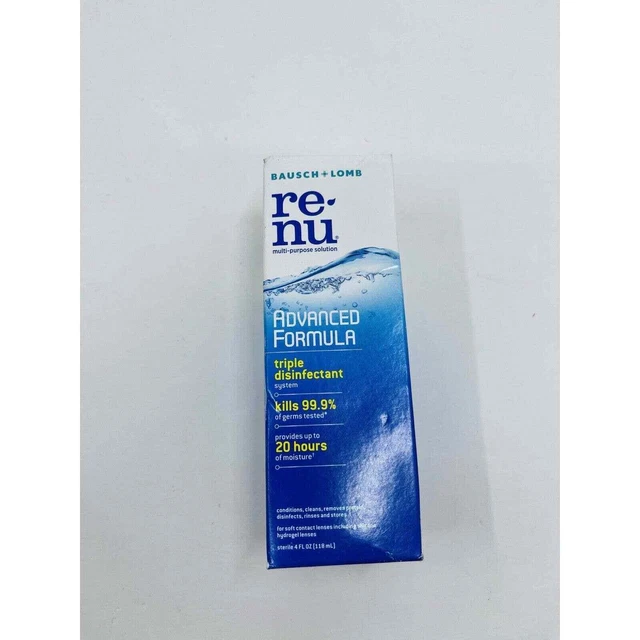 Renu Bausch Lomb Fórmula Avanzada Solución Multipropósito 4 FL OZ Totalmente Nuevo