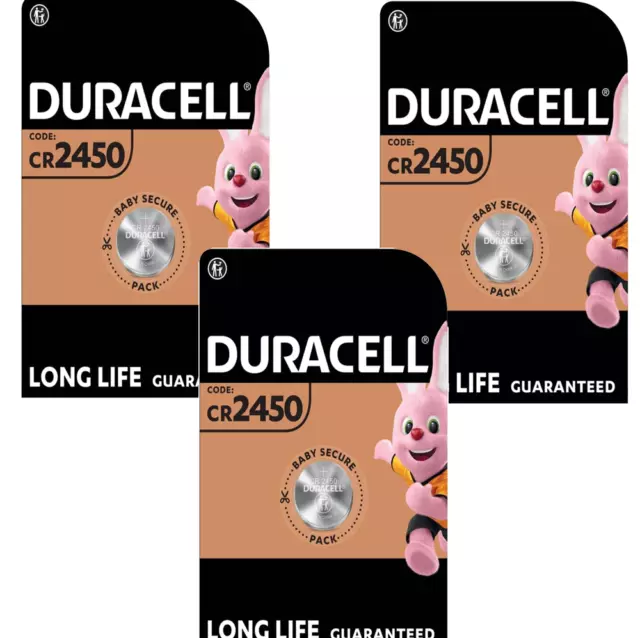 3 X Duracell Pile Bouton Code: 2450 DL / Cr 2450