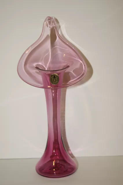 VTG Vase Pilgrim Art Glass Hand Blown Cranberry Red Jack in Pulpit 13.5" Tall