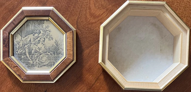 scatola portagioie in legno di forma ottagonale con decorazioni 