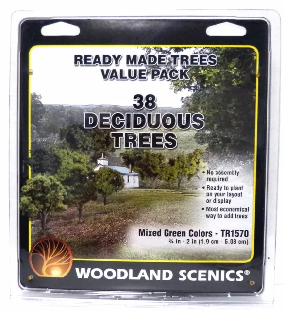 Woodland Scenics TR1570 Ready Made Deciduous Trees 3/4 "- 2" Value Pack (38) pcs