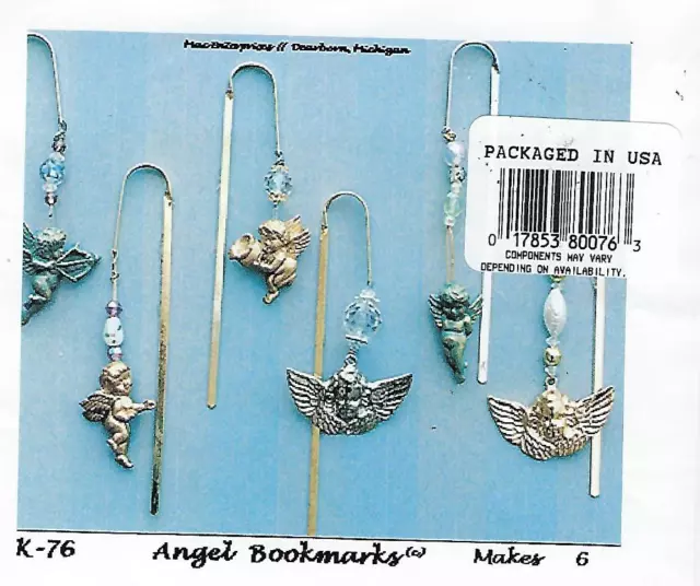 Angel Charms Beaded Metal Bookmarks Beading Craft Kit Mac Enterprises Vintage