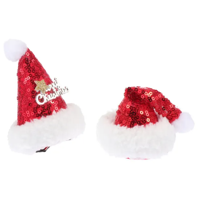 2 Pcs Christmas Hair Accessories Red Hat Headwear