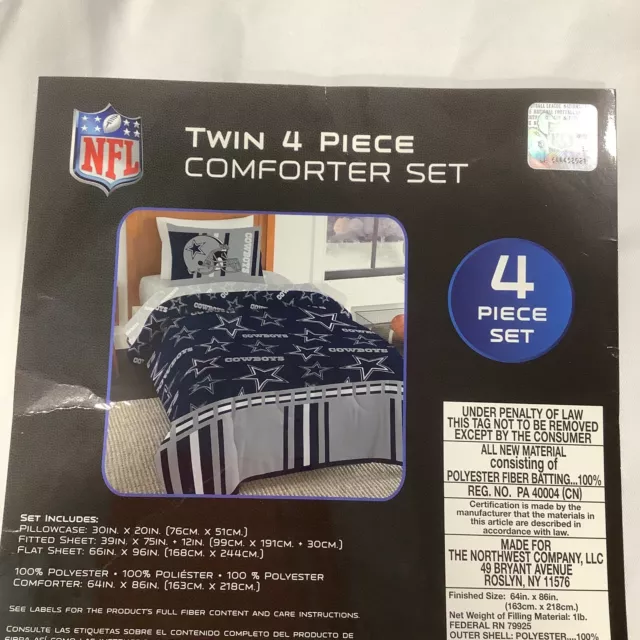 The Northwest Company NFL Cowboys Blue Gray 4 Piece Comforter Set Size Twin 3