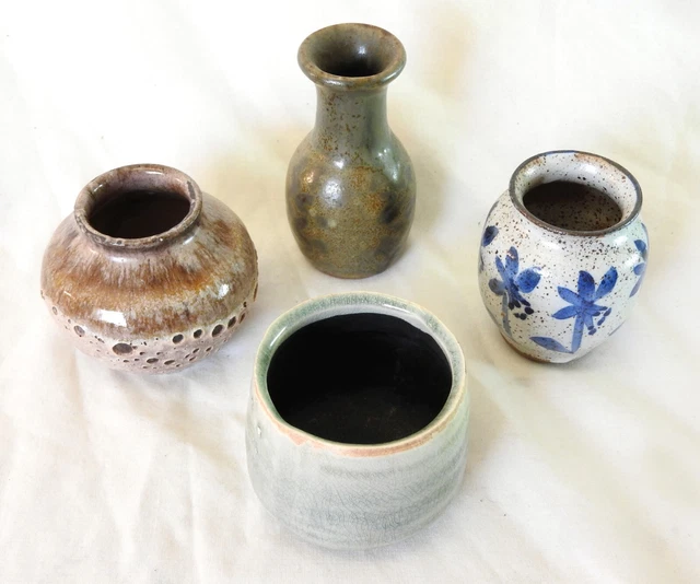x4 Vintage Studio Art Pottery Vases Fat Lava Dutch