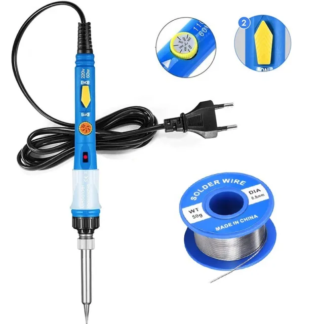 Fer à Souder Kit de Soudure 60W 220V Température Réglable Fil en étain Soldering