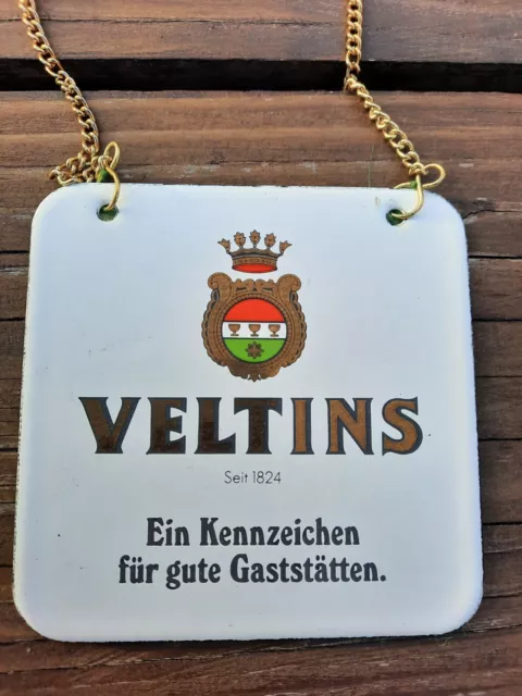 Zapfhahnschild Emailschild Brauerei Veltins Meschede, 9x9cm