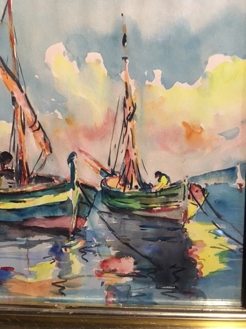 Aquarelle Impressionniste – École Française Du XIXe – « Promenade Ensoleillée Dans Un Parc » – Signée