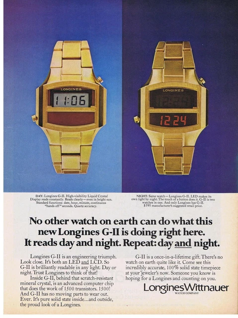 1976 Longines G-II LED & LCD Watch photo Print Ad