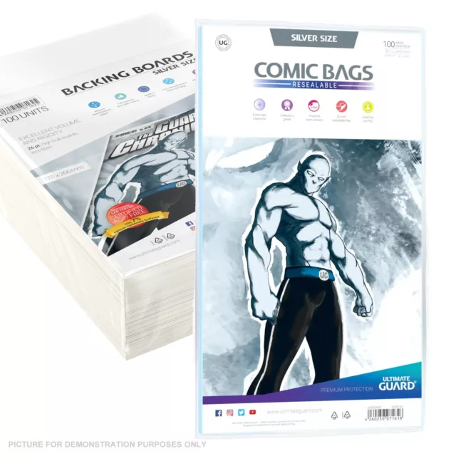 COMIC COMBO - ULTIMATE GUARD - RESEALABLE SILVER Size Comic Bags & Boards x 100