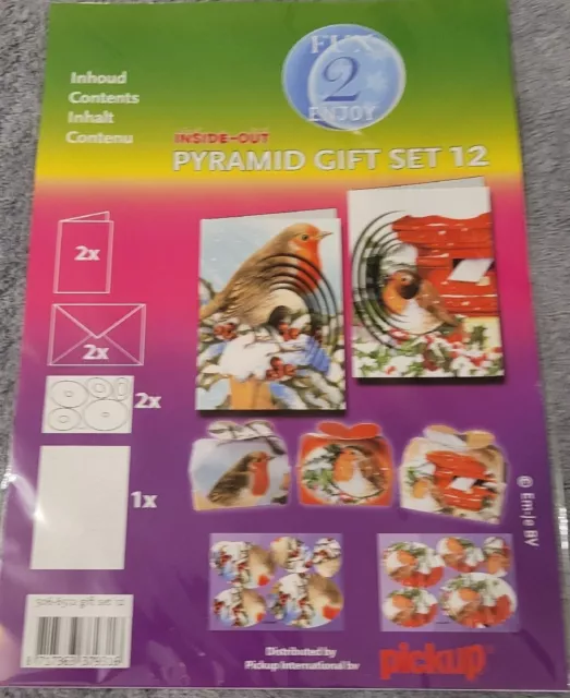 Weihnachten: Pyramidenkarten - Geschenk - Set " Rotkehlchen " ( K28 )