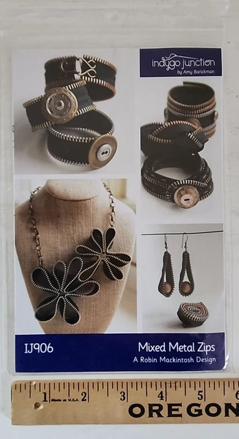 CREMALLERAS DE METAL MIXTO Indygo Junction con cremallera joyería patrón de costura artesanal #IJ906 NUEVO EN PAQUETE