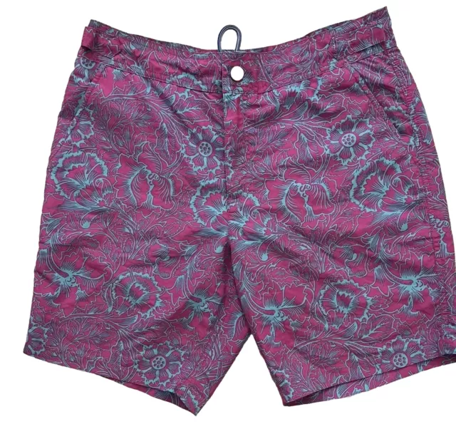 Paul Smith Mens Fuchsia Turquoise Print Swim Shorts Size M-pockets, Brief Inside