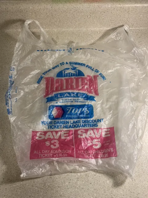 Vintage Topps Market Plastic Grocery Bag Darien Lake Advertisement