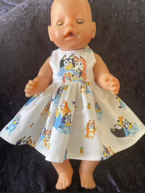 dolls clothes made to fit 43cm Baby Born Dolls (size Med). Sleeveless Dress