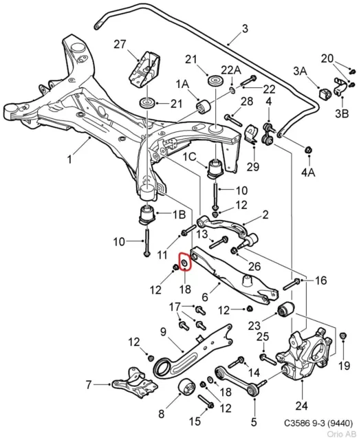 Rondelle de réglage pour saab 9.3 ng 2003-2011-ref-24428132