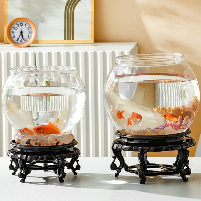 Glas-Fischglas Mit Holzständer – 1,5 Liter, Mini-Aquarium, Aquaponisches System