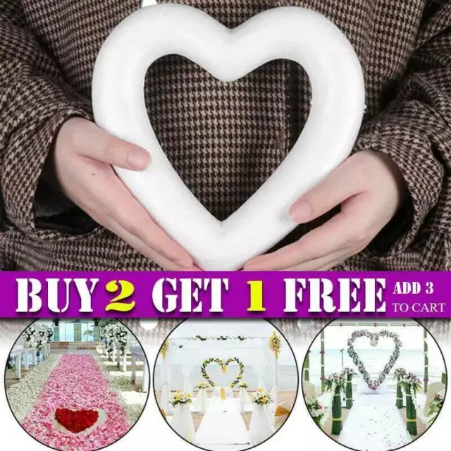 Heart-shaped White Foam Polystyrene Wreath Styrofoam Modelling DIY Crafts Trim