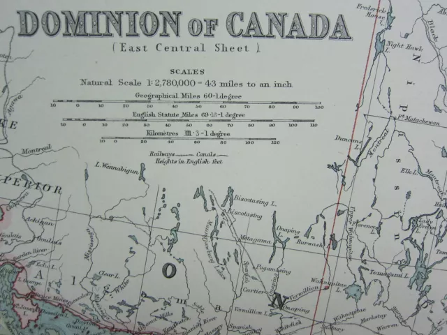 1910 Map ~ Dominion of Canada East Central Sheet Ontario Quebec