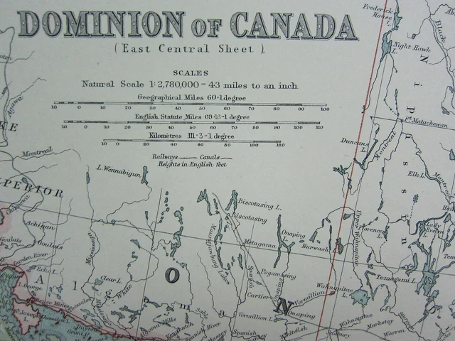 1910 Map ~ Dominion of Canada East Central Sheet Ontario Quebec