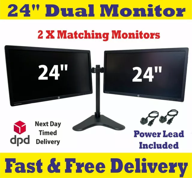 Acer Dell HP 2 x 24"-Dual Monitor Günstige Gaming LED LCD Bildschirm VGA DVI-Dual Ständer