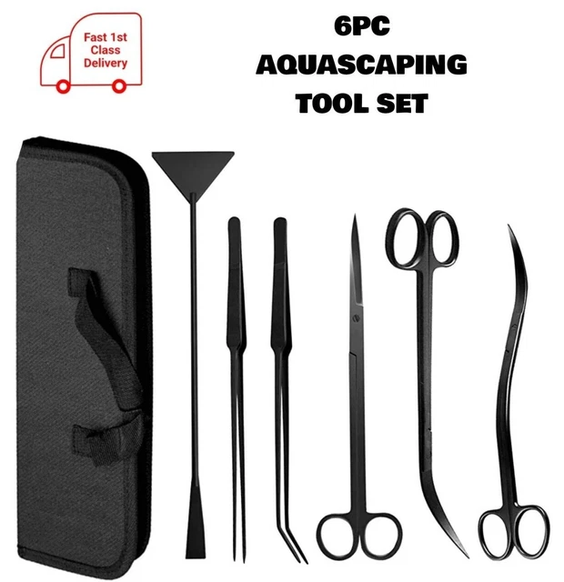 Aquarium Cutting Tool Set Black Scissor Tweezer Gravel Scraper Plant Aquascape