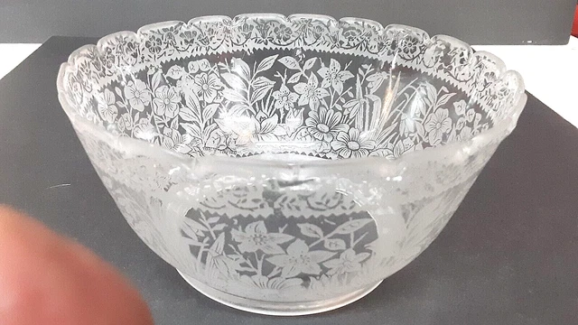 Victorian Acid  Etched GLASS Crown Top GAS LAMP SHADE 5" Fitter FLOWERS