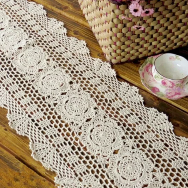 Cotton Lace Hand Crochet Doily Placemat Table Runner Home Kitchen Party Decor 3