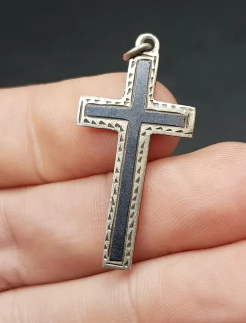 Late 19th Century Ornate Victorian Silver Cross Pendant - Antique