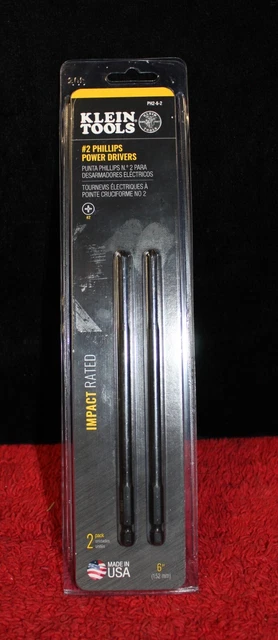 Klein Tools PH-2-6-2 #2 Phillips Tip Power Drivers 6" Bit 2-Pack PH262 AO4047769