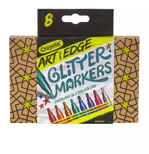 Crayola 588618 Crayola Art with Edge Set of 8 Glitter Markers New in Box