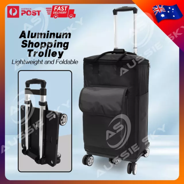 Shopping Trolley Foldable Upgrade Large Capacity Grocery Cart With 5 Wheels