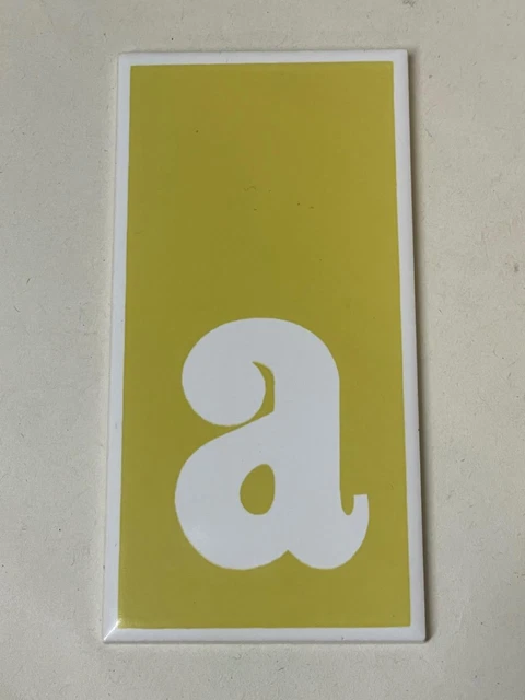 Design Council London 1960s 70s Pottery Number Tile Letter A  - Yellow & White