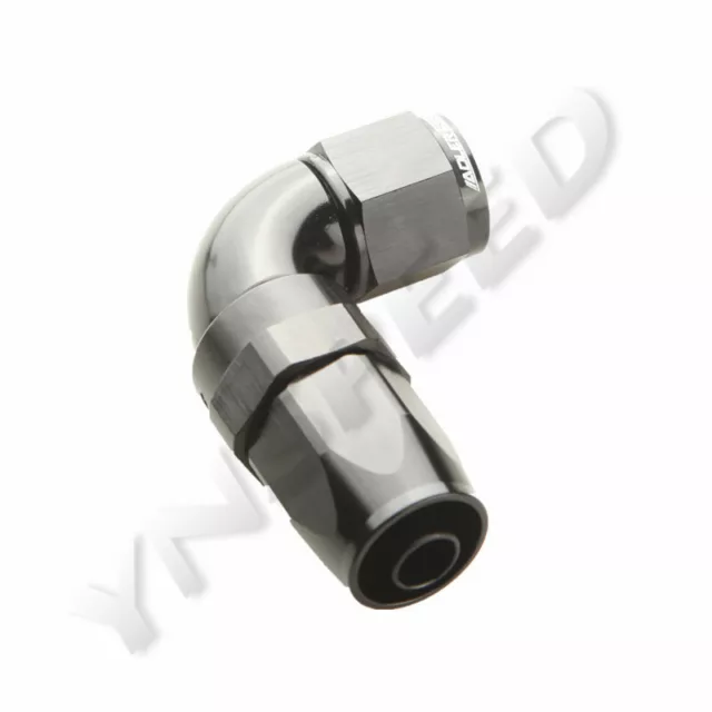 8AN AN8 AN-8 90 Degree One Piece Fuel Swivel Fitting Aluminum Hose End Black