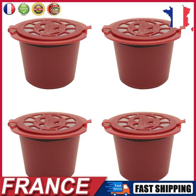 4pcs/set Reusable Coffee Capsule Filter Shell for Nespresso Machine (Red) fr