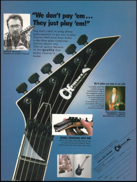 Grover Jackson Charvel double expanding neck rod guitar 1988 advertisement ad