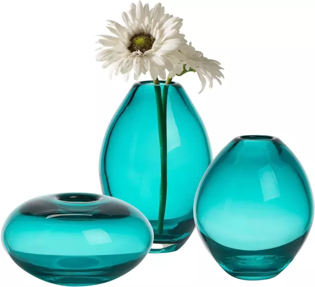 Torre & Tagus Mini Glass Vases | Art Glass Bud Vase Set of 3 Small Flower Vases