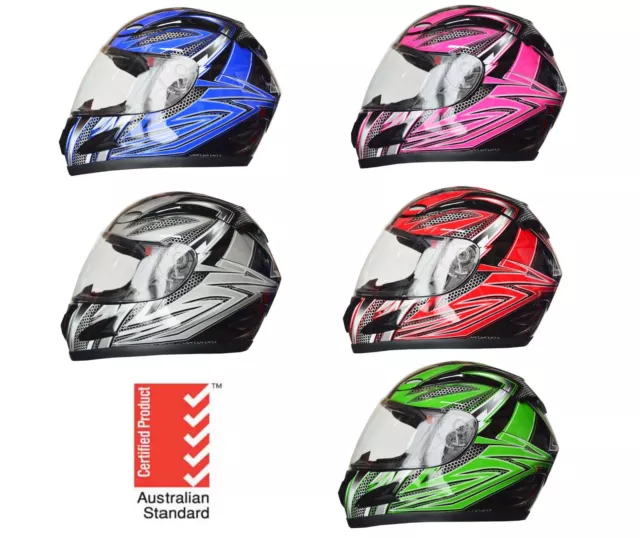 NEW FULL FACE MOTORCYCLE HELMET ADULT SIZES XS, S, M, L, XL 5 tick approved FULL