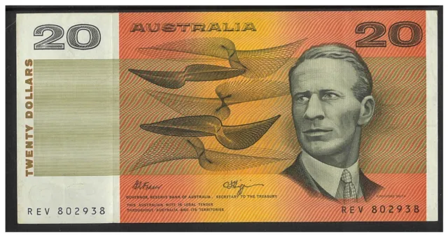 Australia 1989 $20 Twenty Dollars Paper Banknote Fraser/Higgins R412 aVF #13