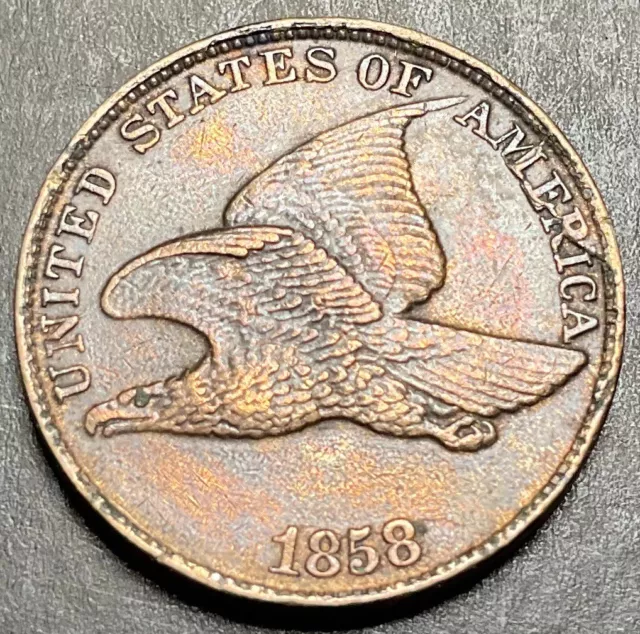 UNC 1858 LL Flying Eagle Cent Mint Error Defective Planchet Die Cracks Cud m624