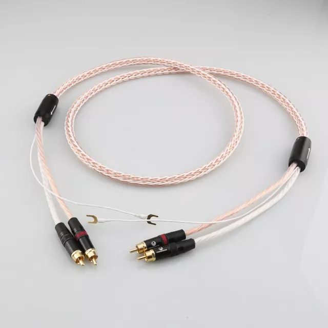 7N 8TC OCC Pure Copper Wire Dual RCA HIFI Audio Phono RCA Cable with Ground Wire 2