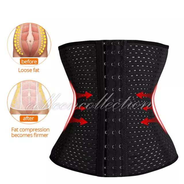 WOMENS UNDERBUST CORSET WAIST TRAINER Black Xmas BODY SHAPER CONTROL CINCHER 2