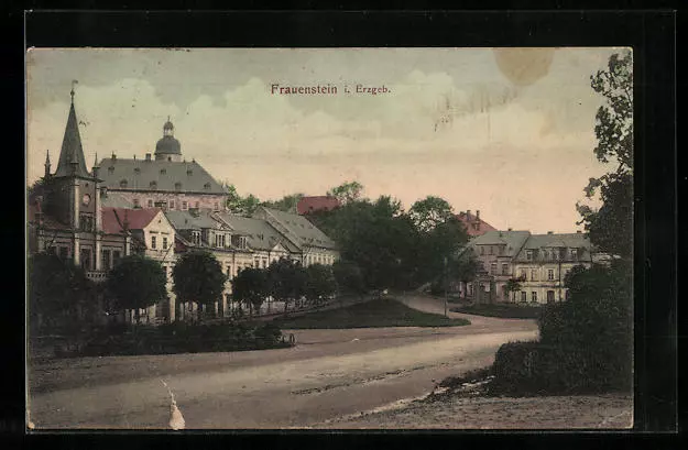 Ansichtskarte Frauenstein / Erzgeb., Straßenpartie 1918