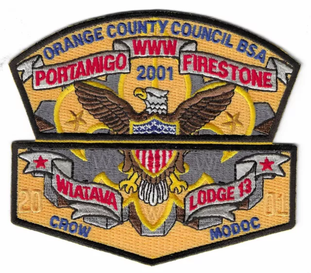 Bsa Oa Lodge 13 Wiatava Orange County Council 2001 Portamingo Flap & Csp Set