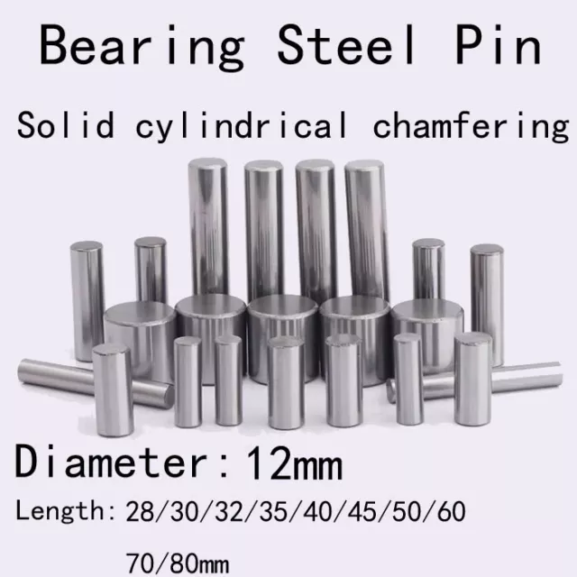 12mm Dia Bearing Steel Pin Solid Cylindrical Chamfering Dowel Pins 28mm-80mm L