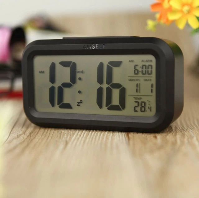 ALARMA DESPERTADOR RELOJ Digital LED Mesita Noche, Sensor Luz Temperatura,  Pilas EUR 17,77 - PicClick ES