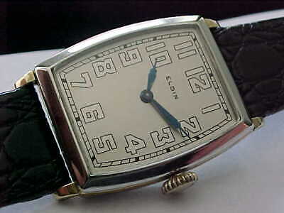 True Art Deco Elgin Two-Tone Case And Silver Mirror Numbers Totally Restored