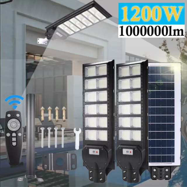 2 Pack 1200W Solar Street Light, 1000000 Lumens Dusk to Dawn Outdoor Lights 2023