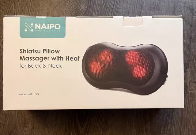 Naipo Shiatsu Neck Back Massager Massage Pillow with Heat MGP-129G